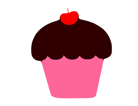Cherry Topped Chocolate Cupcake Graphic PNG