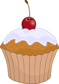 Cherry Topped Cupcake Graphic PNG