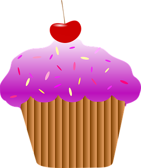 Cherry Topped Cupcake Graphic PNG