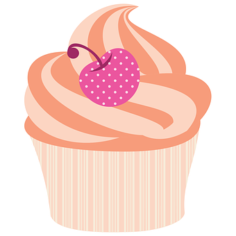 Cherry Topped Cupcake Illustration PNG