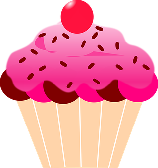 Cherry Topped Cupcake Illustration PNG