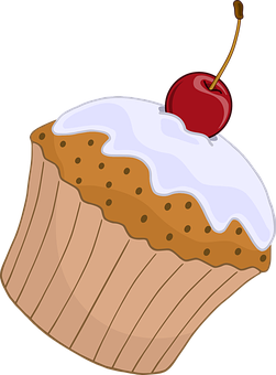 Cherry Topped Cupcake Vector PNG