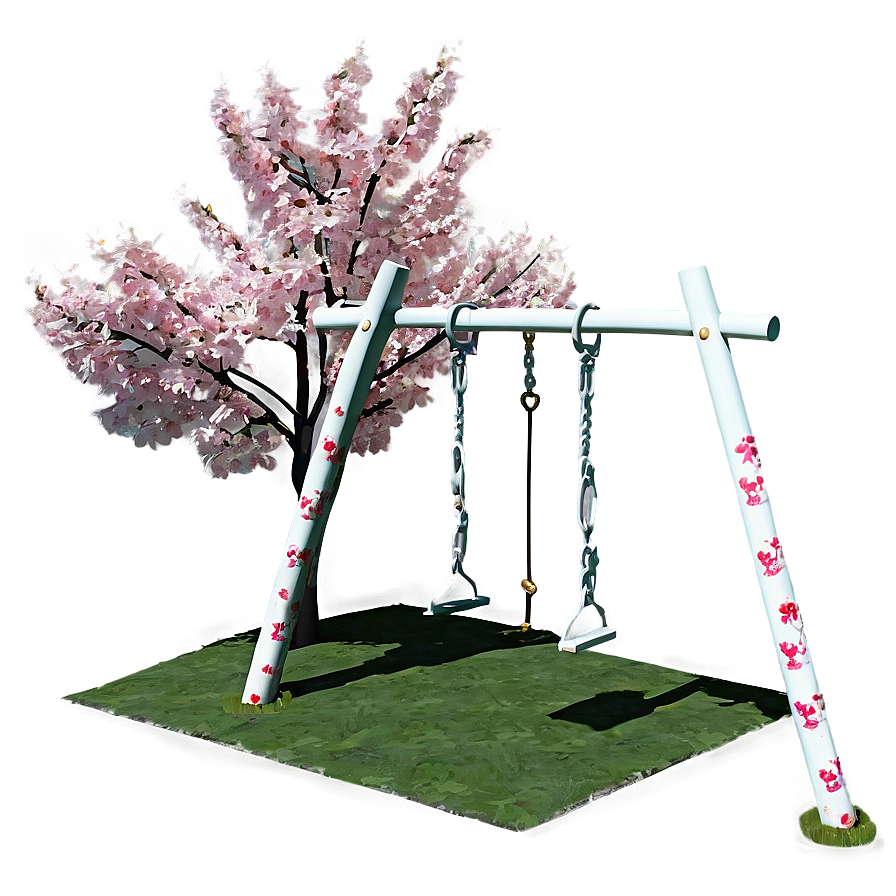 Cherry Tree With Swing Png 06212024 PNG