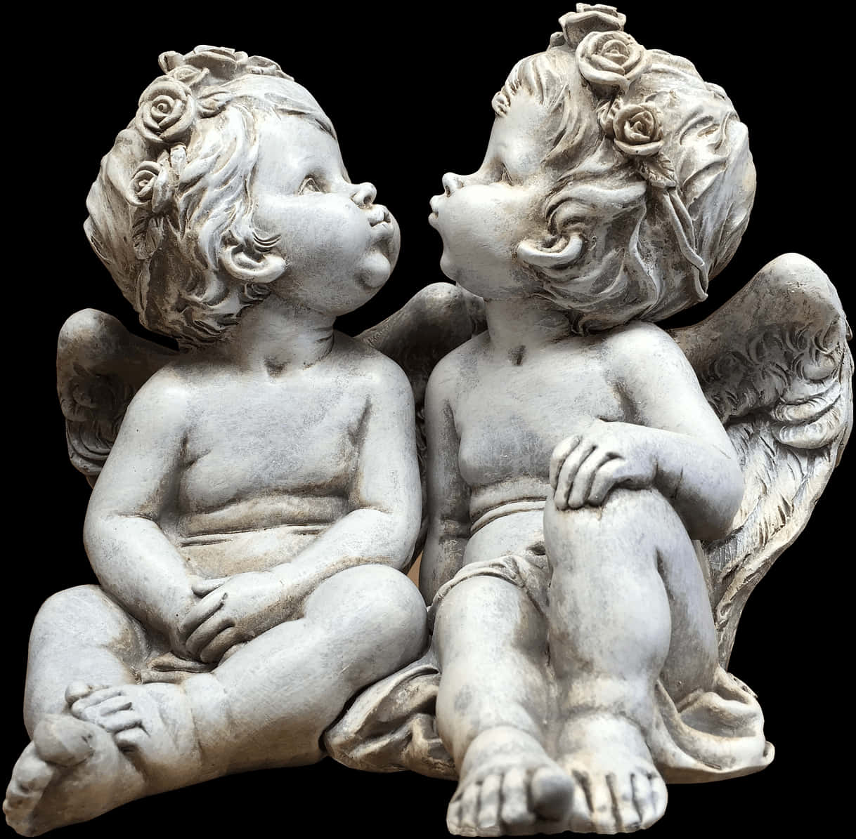 Cherub Figurines Intimate Glance PNG