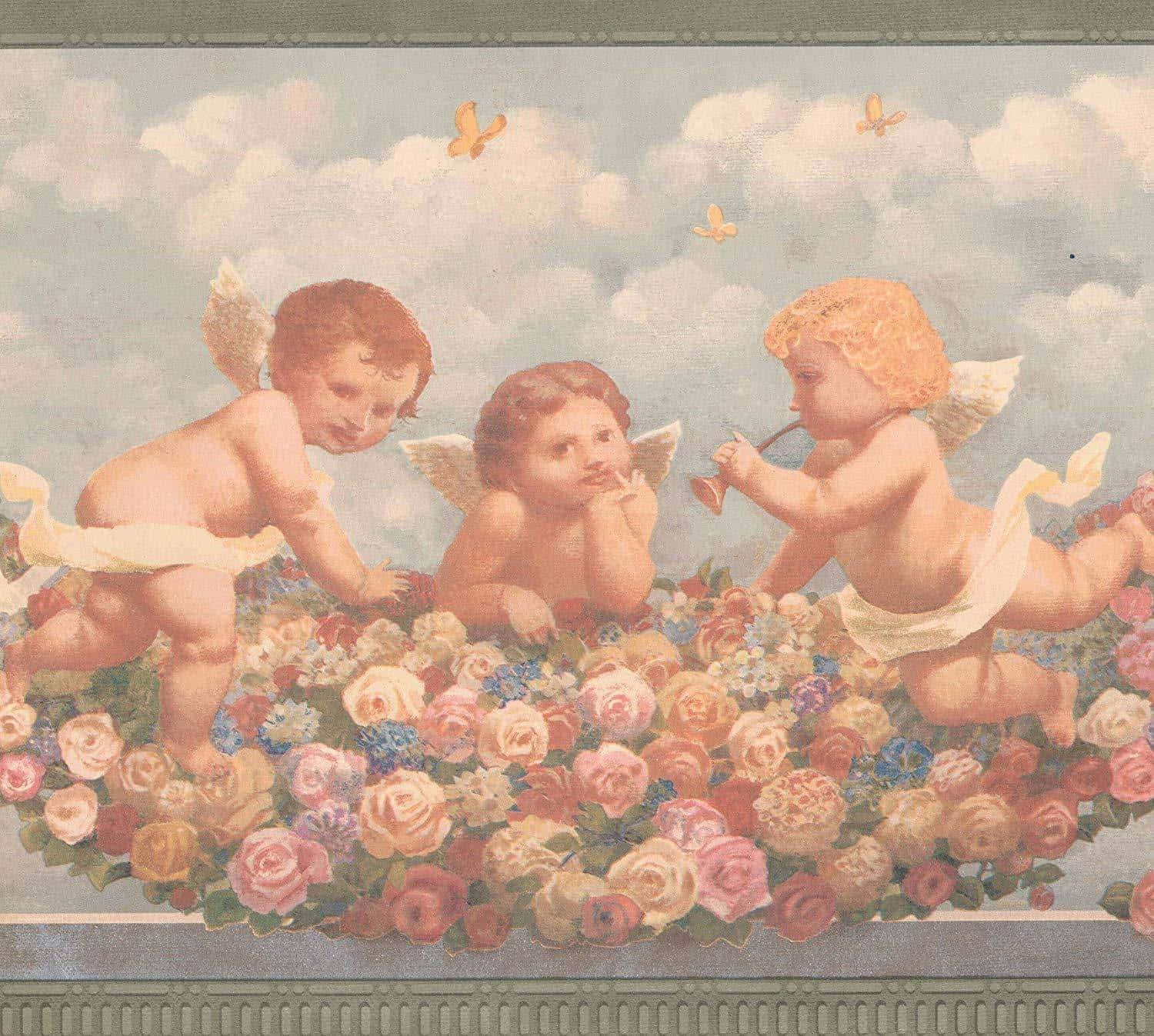 Cherubic_ Rose_ Garden_ Angels Wallpaper