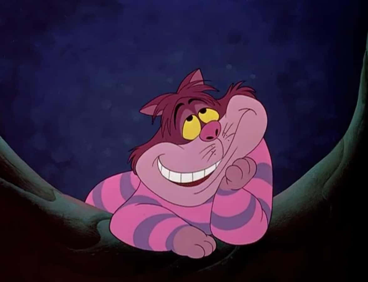 The enigmatic Cheshire Cat grins mysteriously in Alice in Wonderland