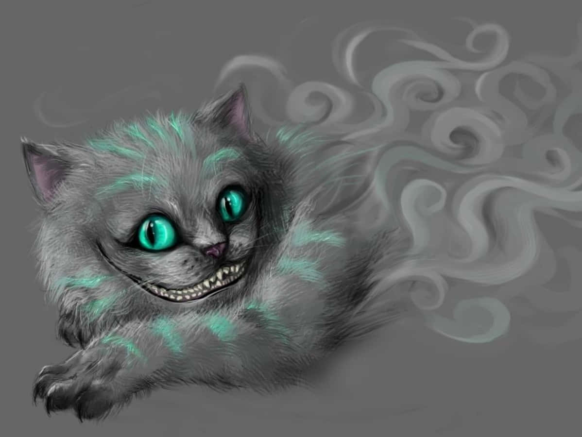"The iconic Cheshire Cat grins mischievously, setting the scene for an immersive adventure."