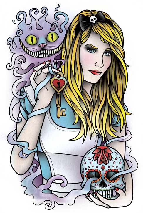 Cheshire Catand Blonde Girl Fantasy Art PNG