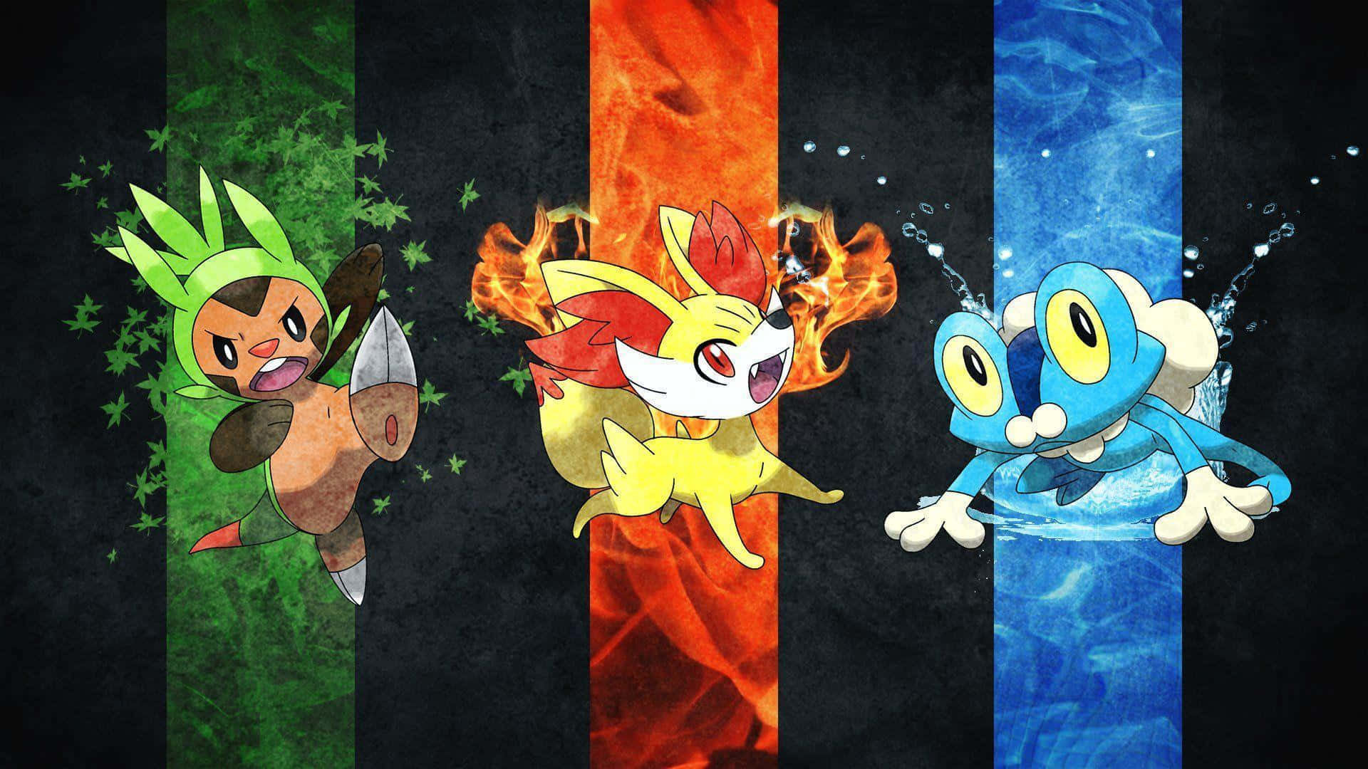 Chespin With Froakie And Fennekin Wallpaper