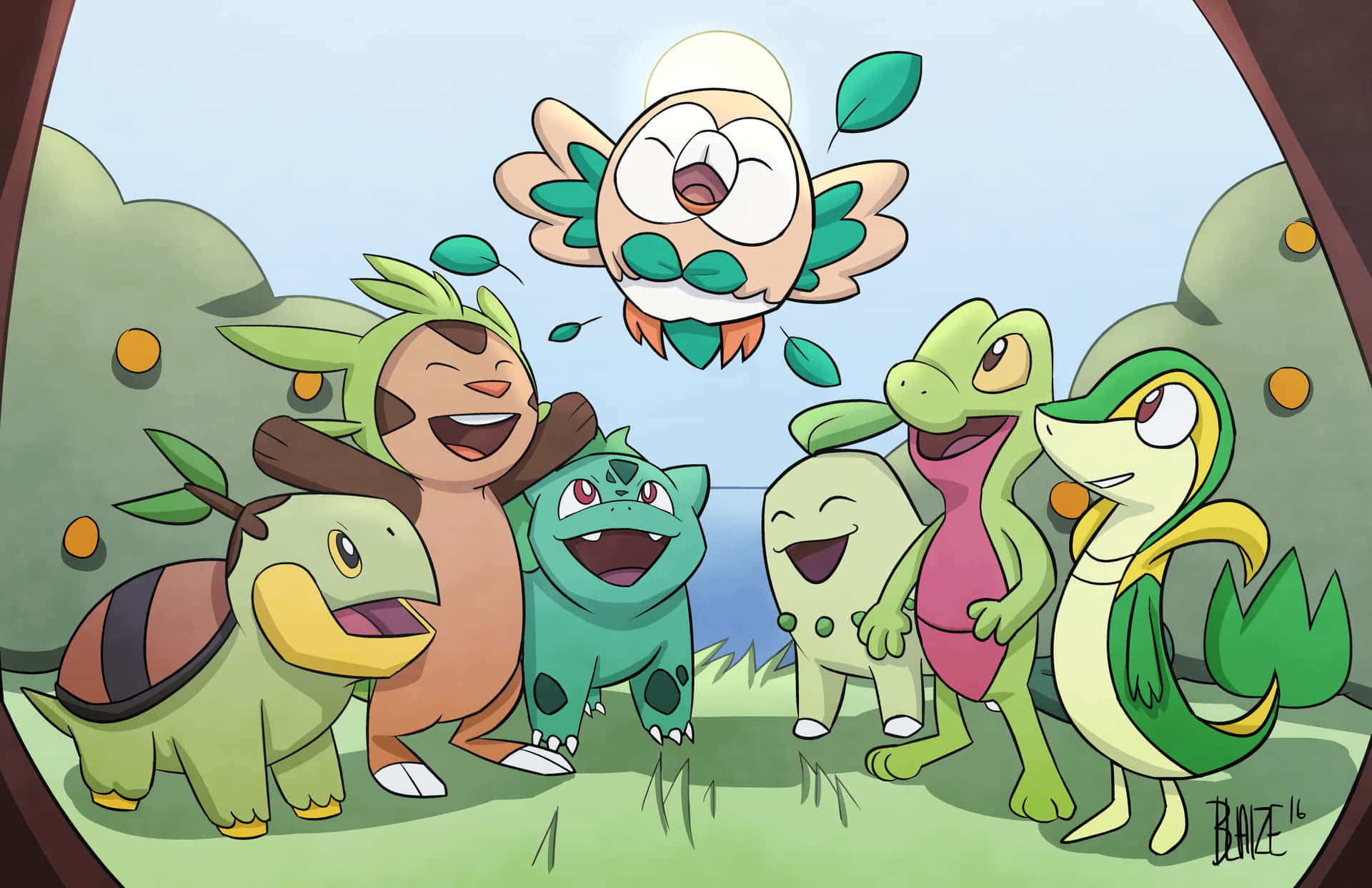 Chespin With Grass Type Pokemon Wallpaper