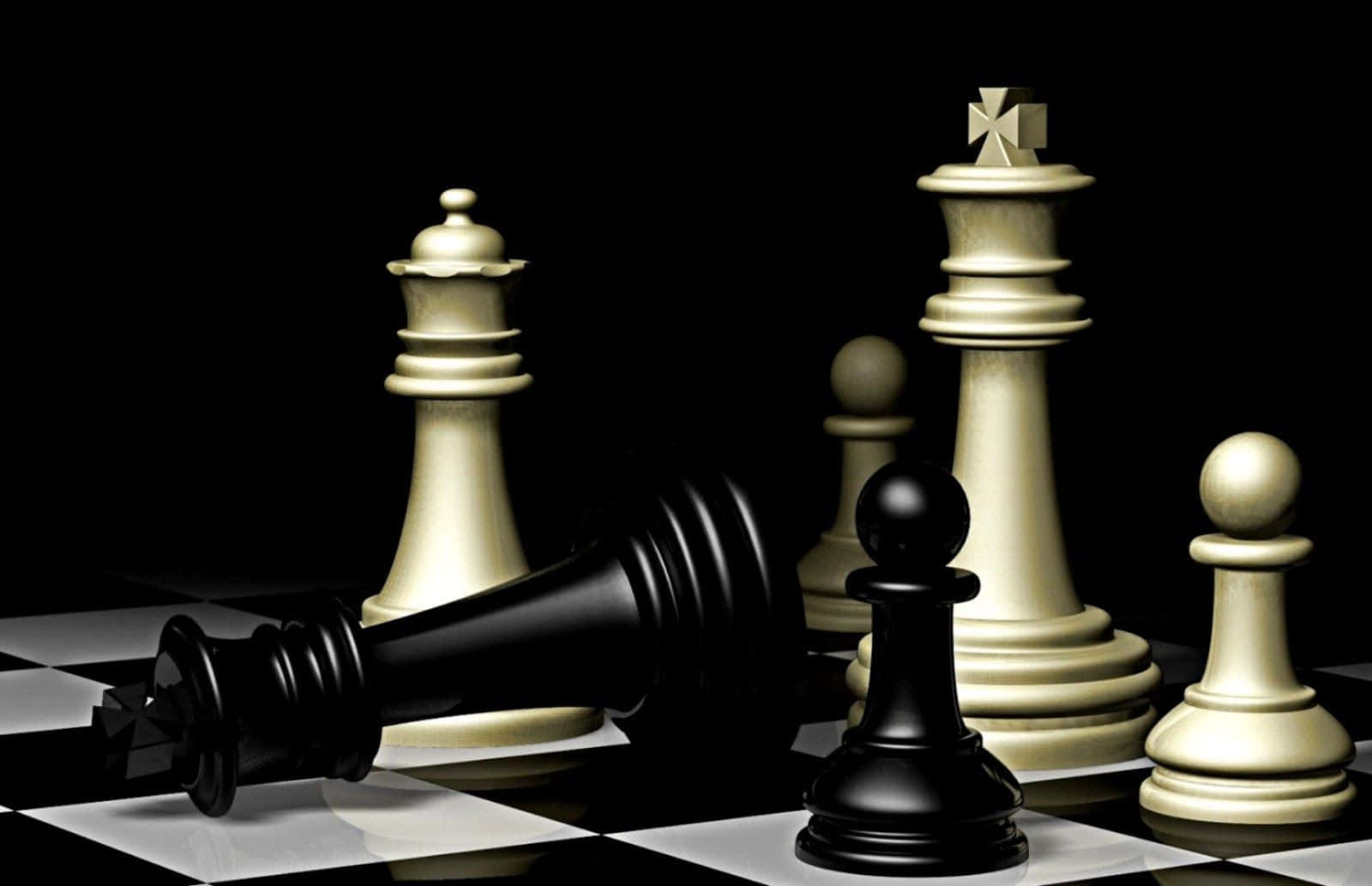 Schachfigurenauf Einem Schwarz-weiß Karierten Brett
