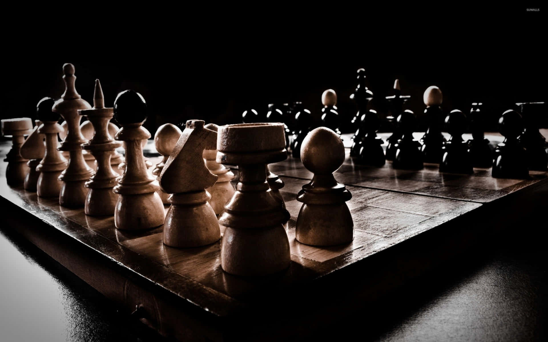 Schachfigurenauf Schwarzem Hintergrund