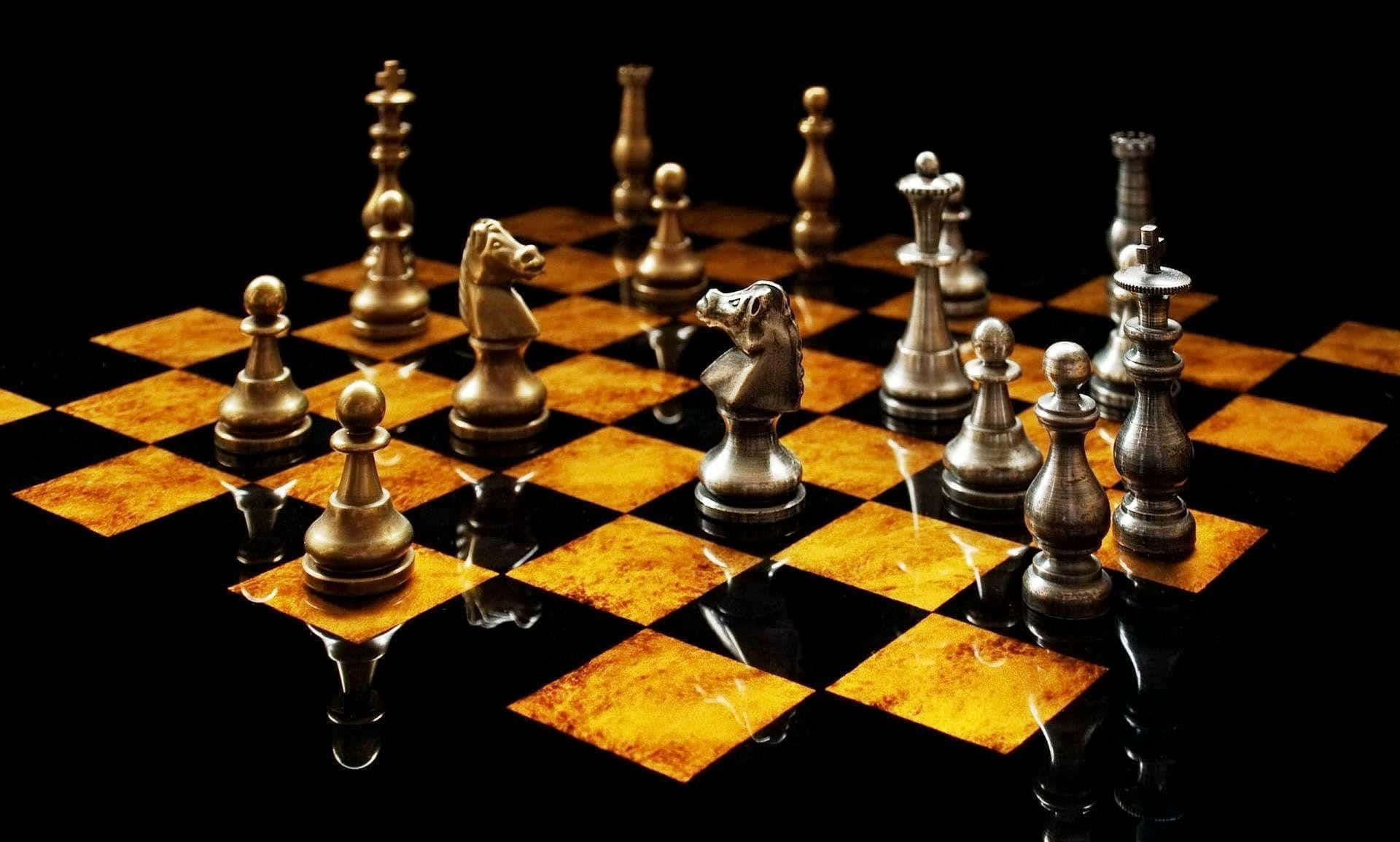 Schachfigurenauf Einem Schwarzen Hintergrund