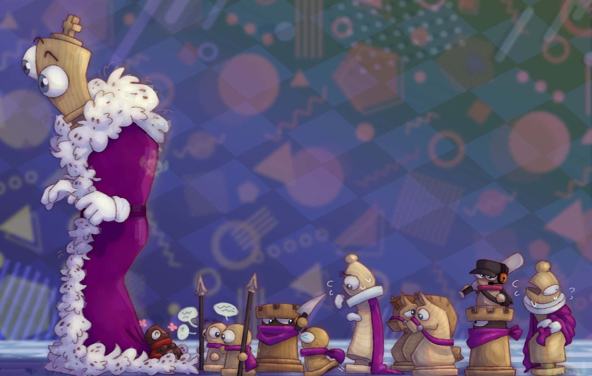 Chess Pieces Animated Characters Wallpaper