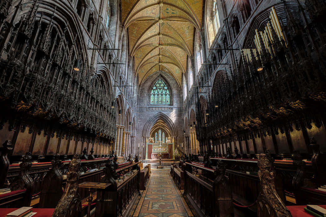 Diseñode Interior Gótico De La Catedral De Chester. Fondo de pantalla