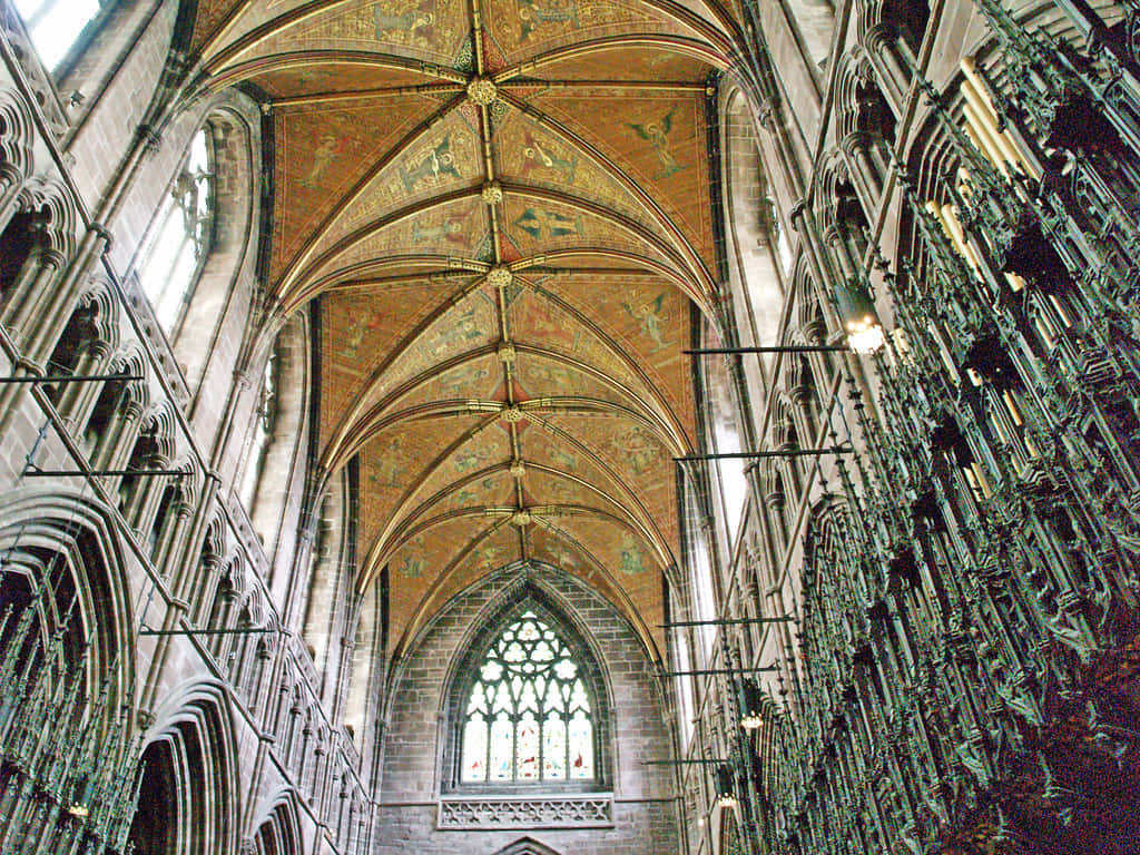 Impresionantetecho Gótico De La Catedral De Chester. Fondo de pantalla