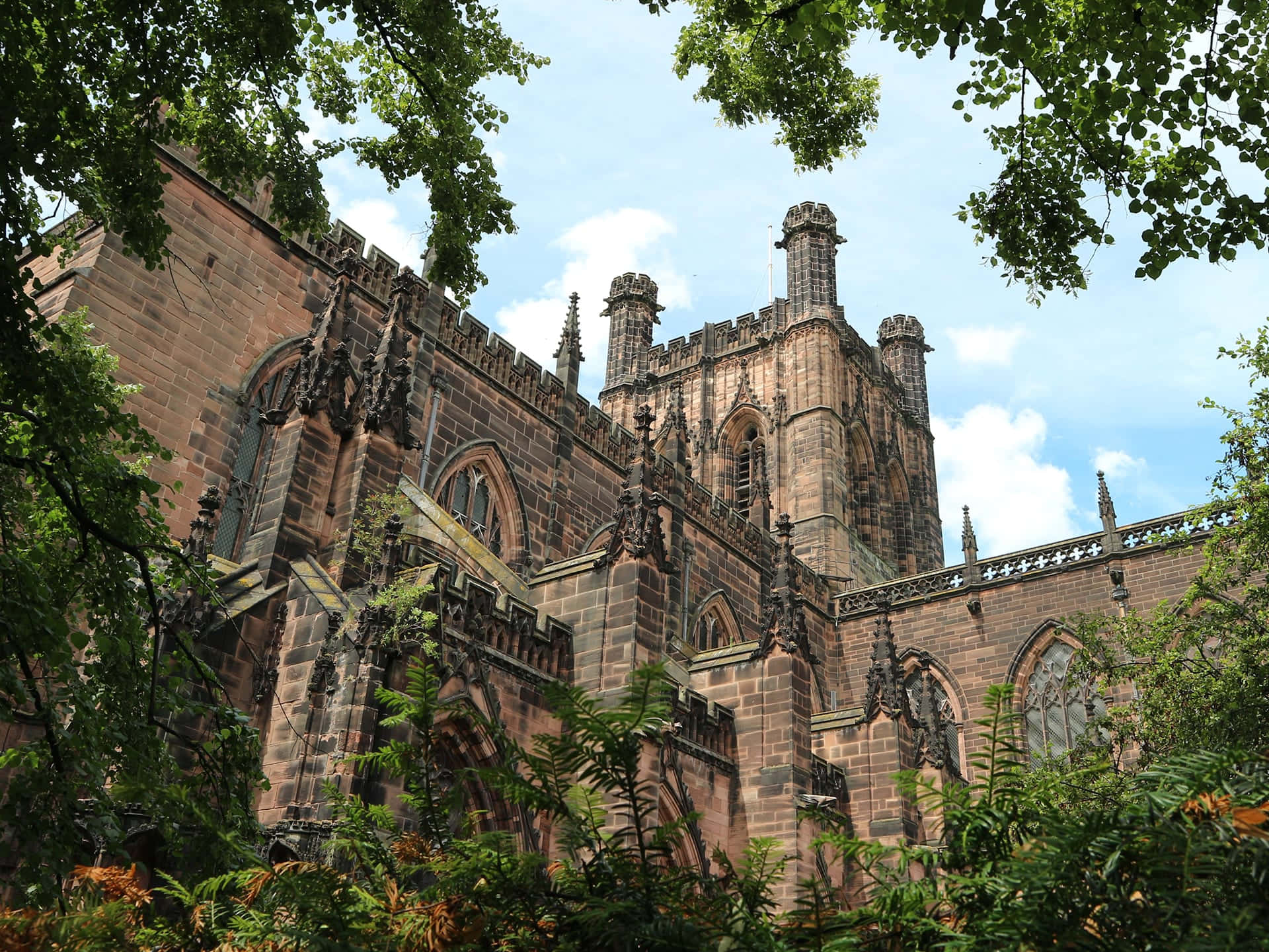 Chester Cathedral With Leaf Frame Picture