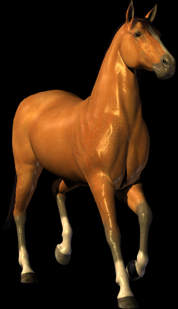 Chestnut Horse Black Background PNG