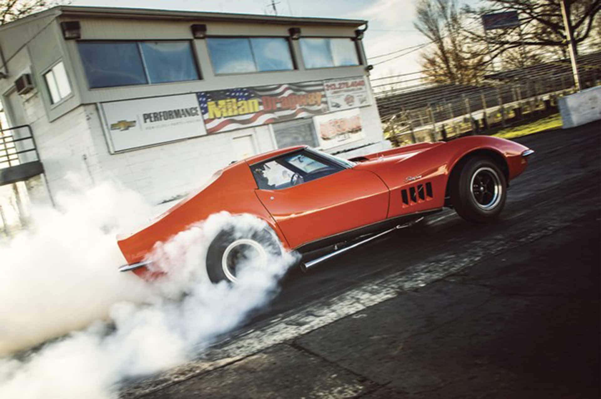 Chevrolet Corvette Burnout Suorituspaikka Taustakuva