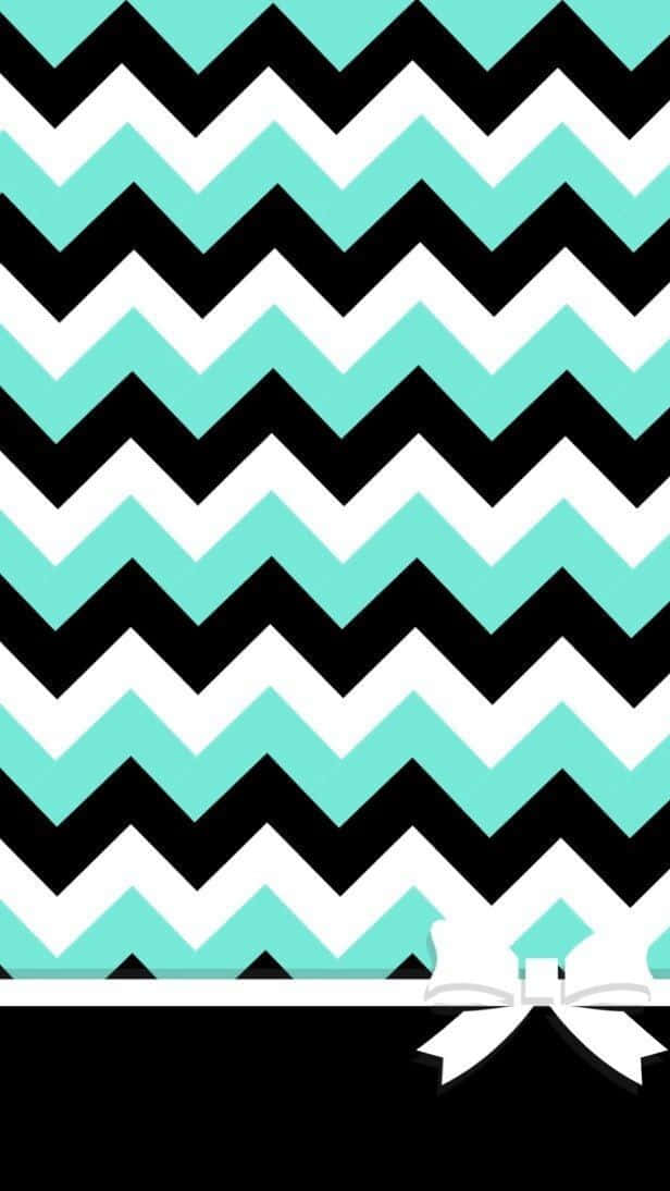 Chevron Pattern With Black And White Bow Wallpaper