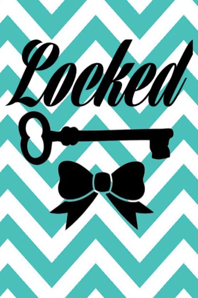 A Teal And White Chevron Pattern With The Words Locked Wallpaper