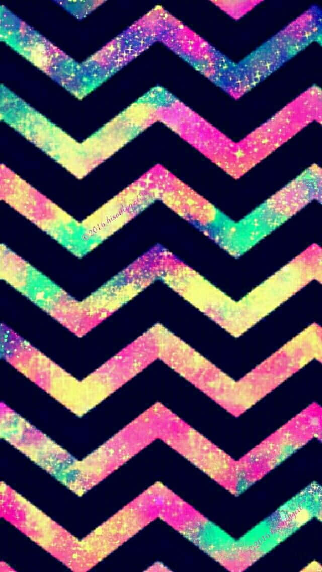 A Colorful Chevron Pattern With Glitter Wallpaper