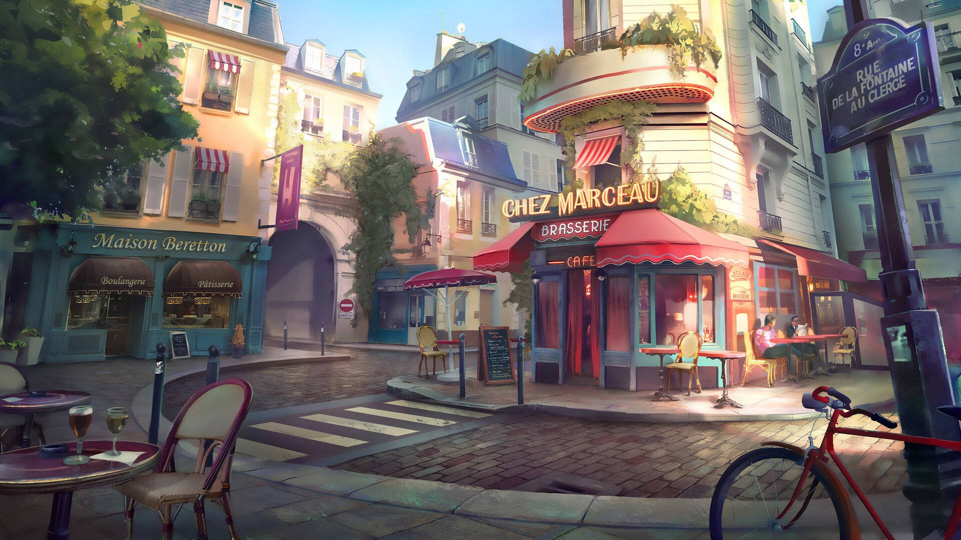 Download Chez Marceau Cafe Paris Art Wallpaper 
