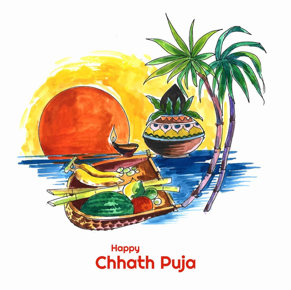 Village Life Chhath Puja Drawing by ARTVIHAR R K P | Saatchi Art