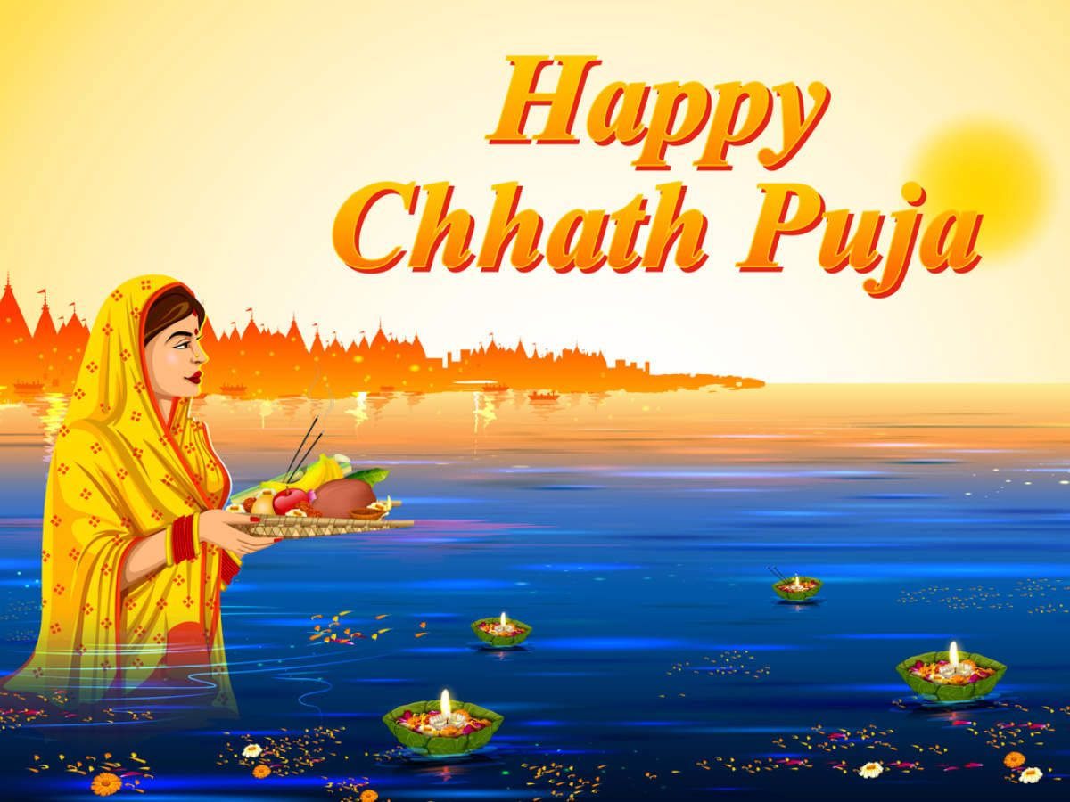 Chhath Puja Floating Food Graphic Wallpaper