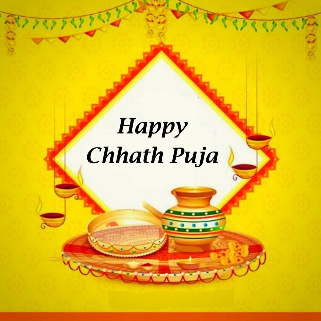 Chhath Puja With Traditional Pots Wallpaper