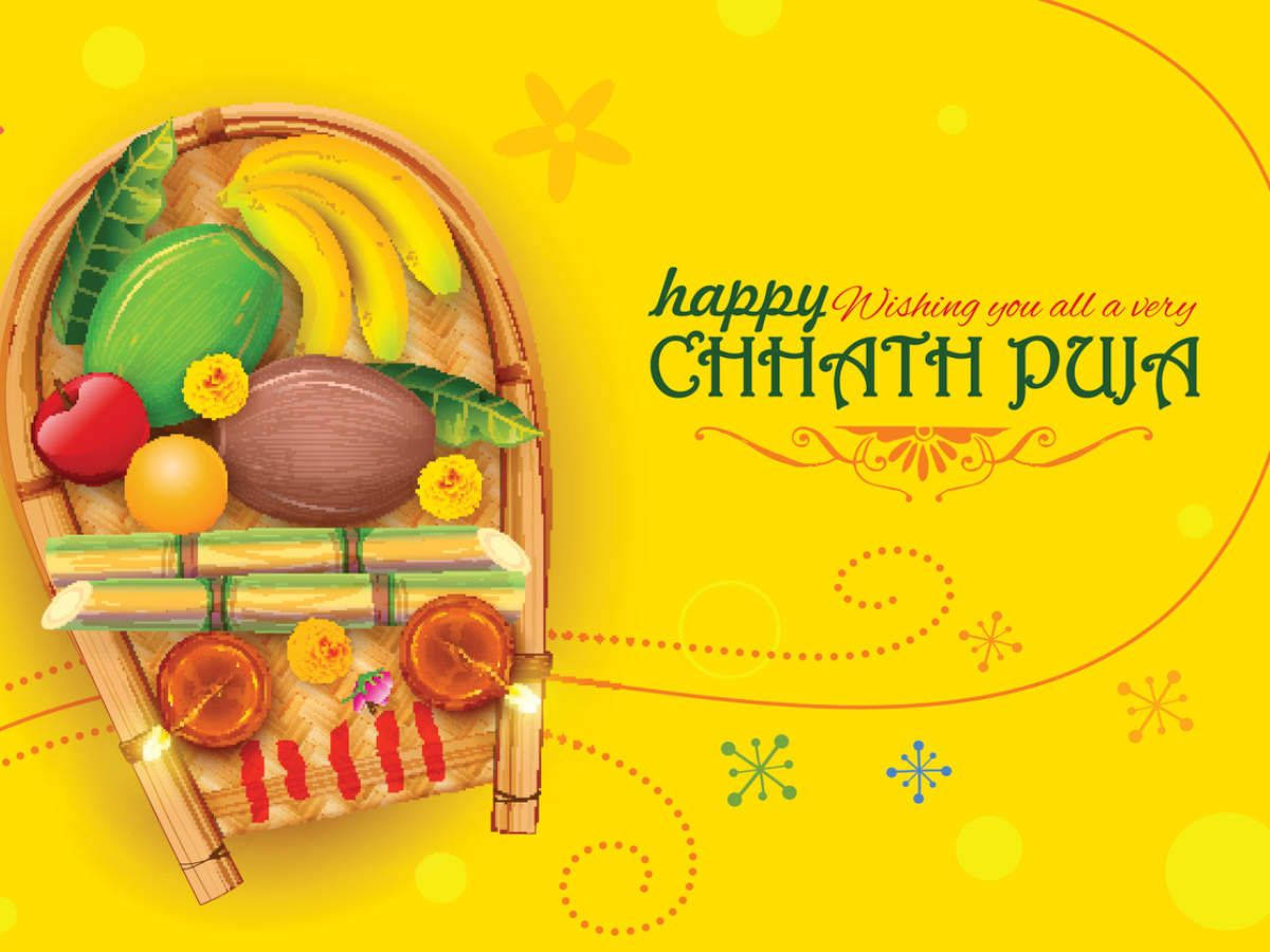 "Chhath Puja Celebration with Yellow Abstract Background" Wallpaper