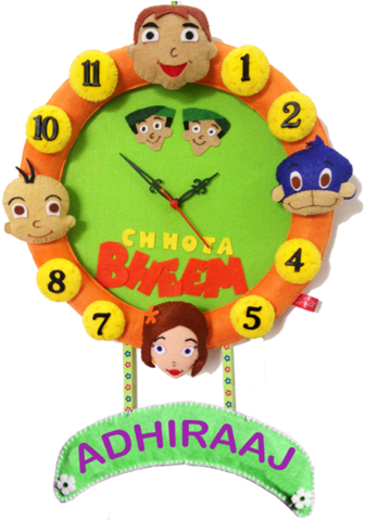 Chhota Bheem Themed Custom Name Wall Clock PNG