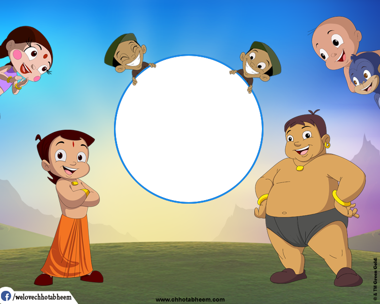 Chhota Bheemand Friends Circle Frame PNG