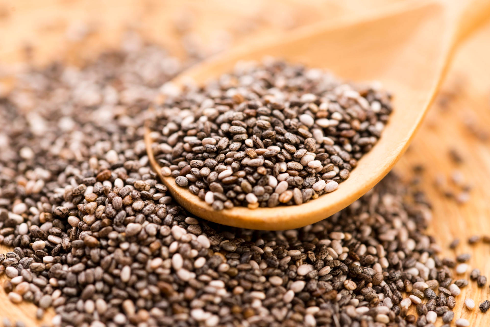Chia Seeds On A Wooden Spoon Wallpaper