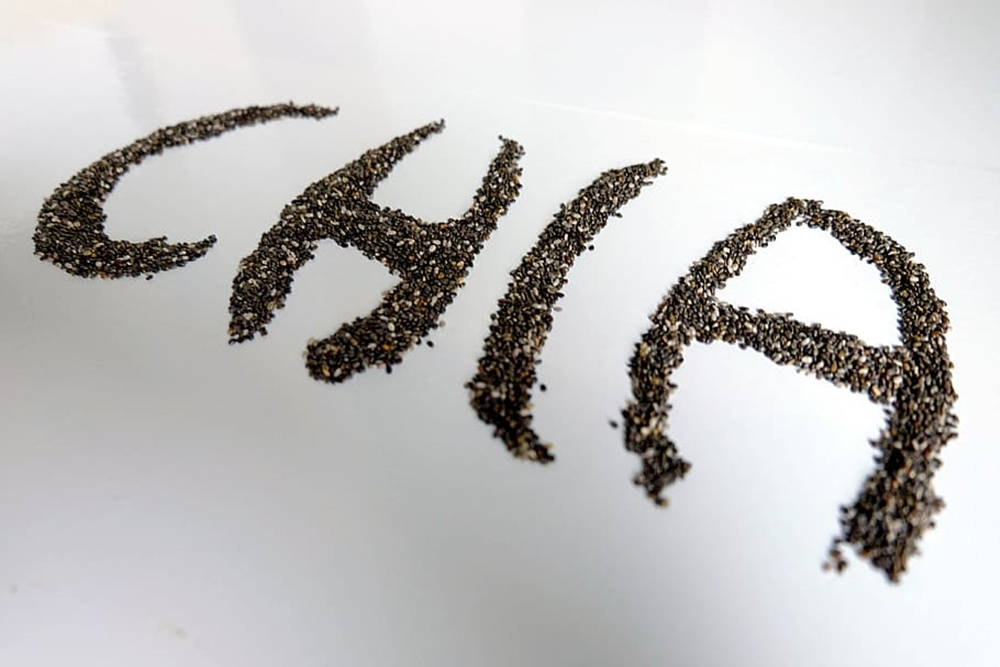 Chia Spelled With Chia Seeds Wallpaper