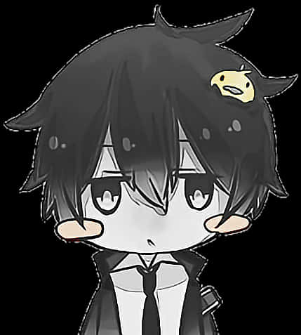 Chibi Anime Boywith Cheese Hairclip PNG