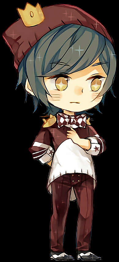 Chibi Anime Boywith Crown PNG