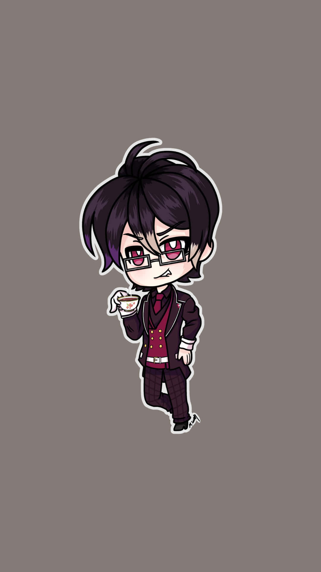 Personaje Chibi De Anime Sosteniendo Una Taza De Té Fondo de pantalla