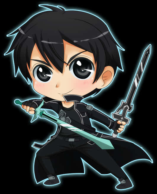 Chibi Anime Character With Sword PNG