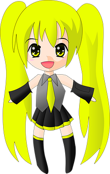 Chibi Anime Character Yellow Hair PNG