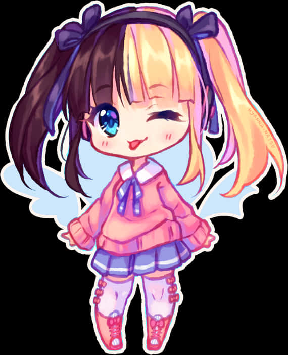 Chibi Anime Girl Cute Smile PNG