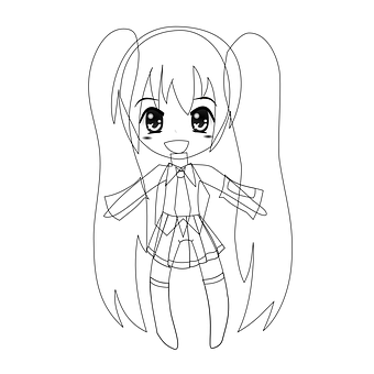 Chibi Anime Girl Sketch PNG