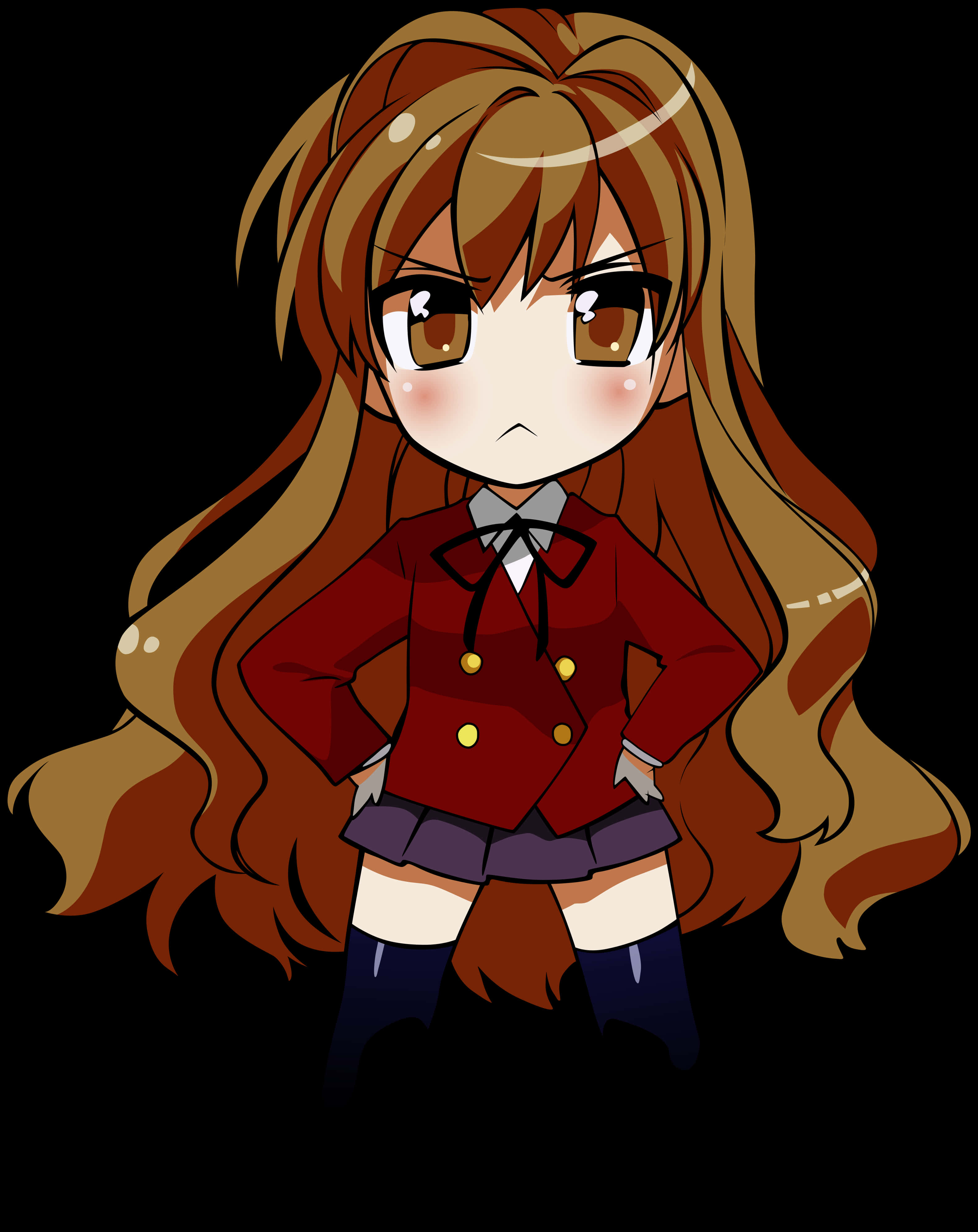 Chibi Anime Girlin Red Uniform PNG