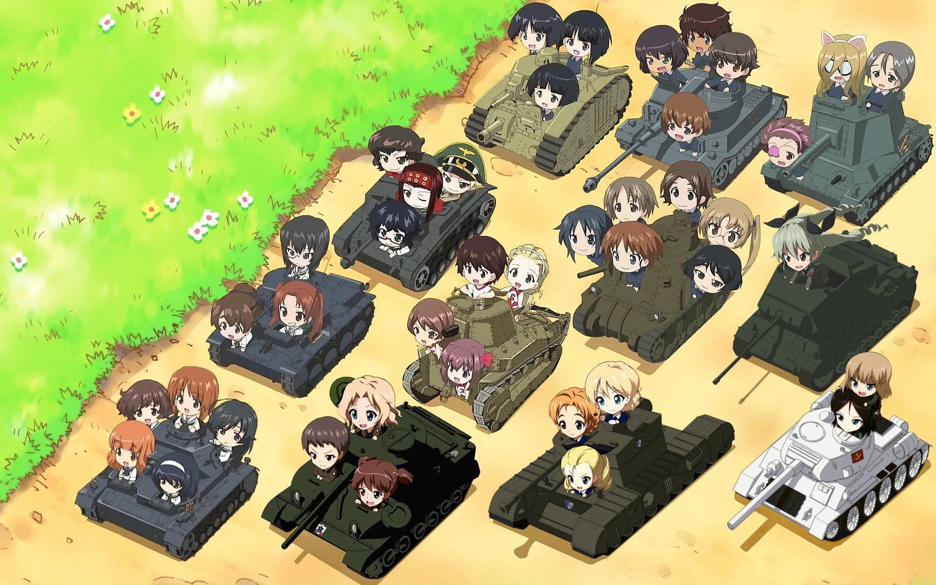 Chibi Anime Girls Und Panzer Background