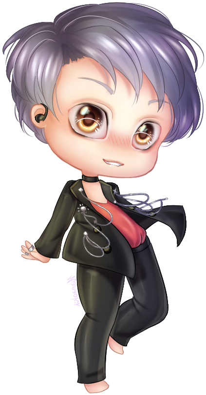 Chibi B T S Member Stylish Outfit PNG