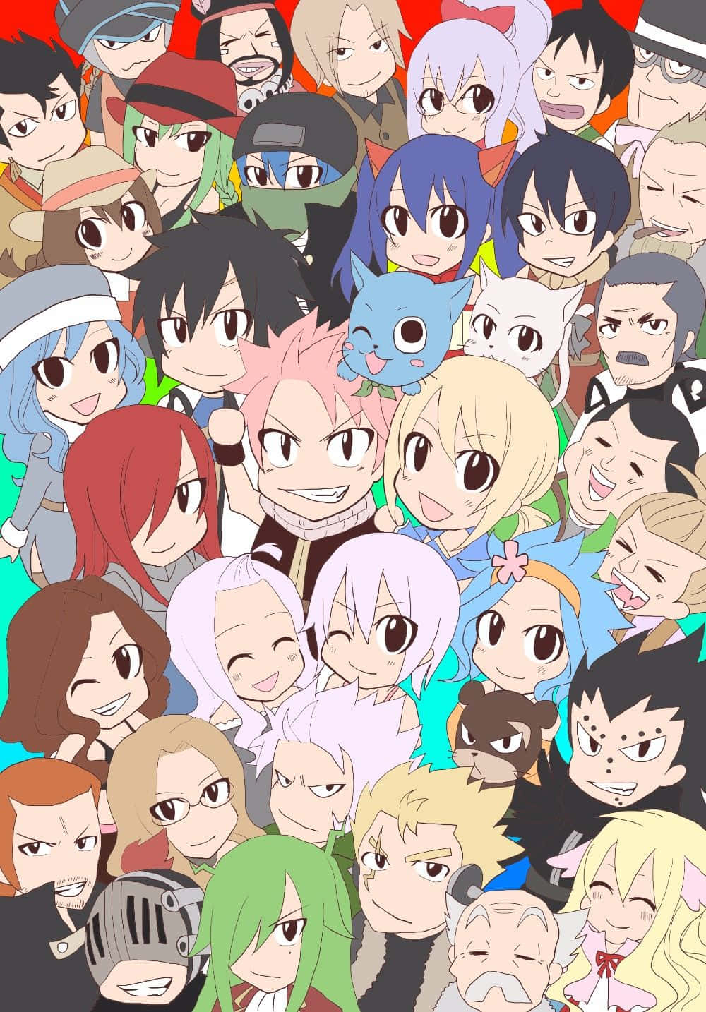 Engrupp Animekaraktärer Samlades Tillsammans