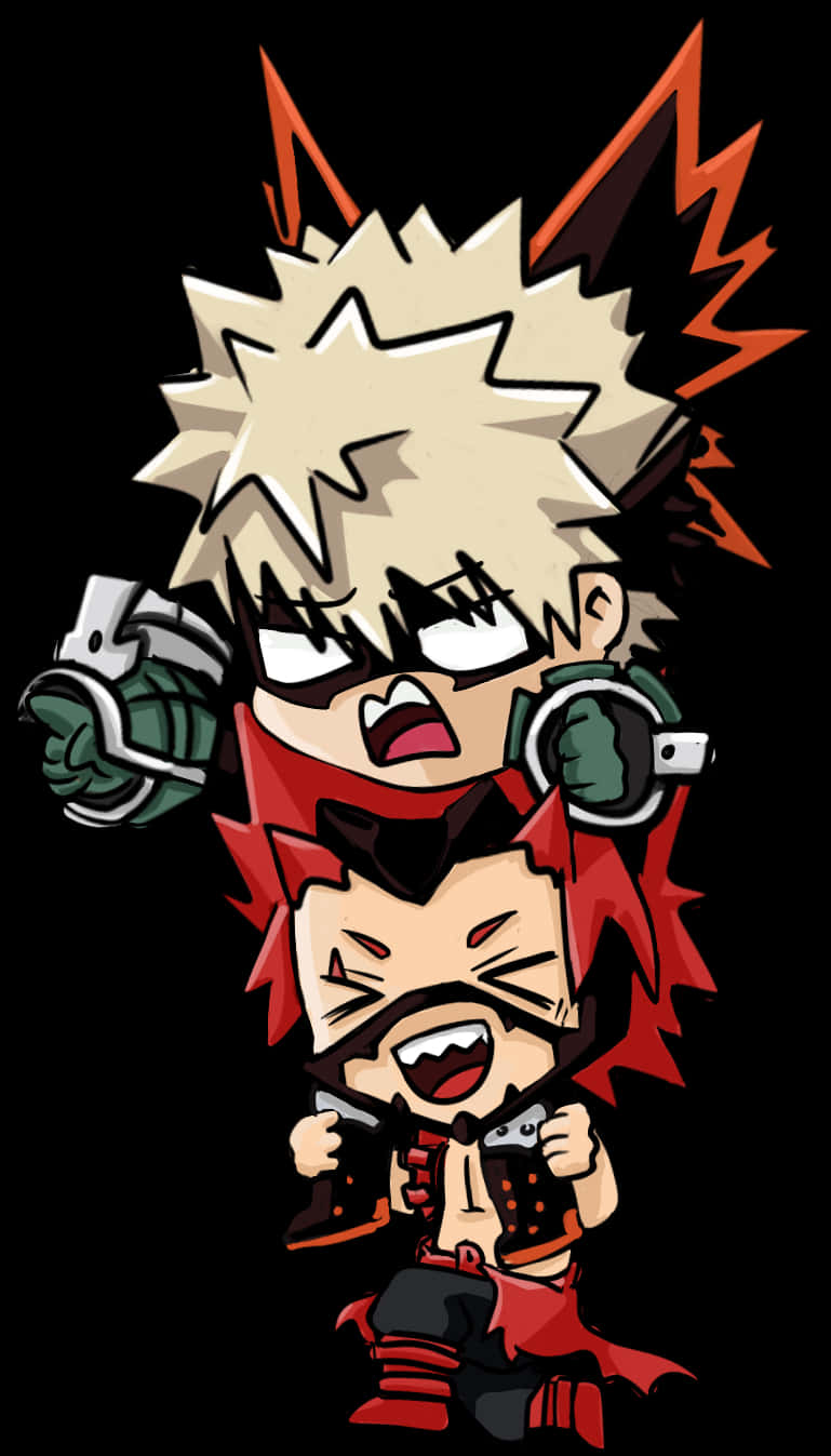 Download Chibi Bakugou Stacked Fun | Wallpapers.com