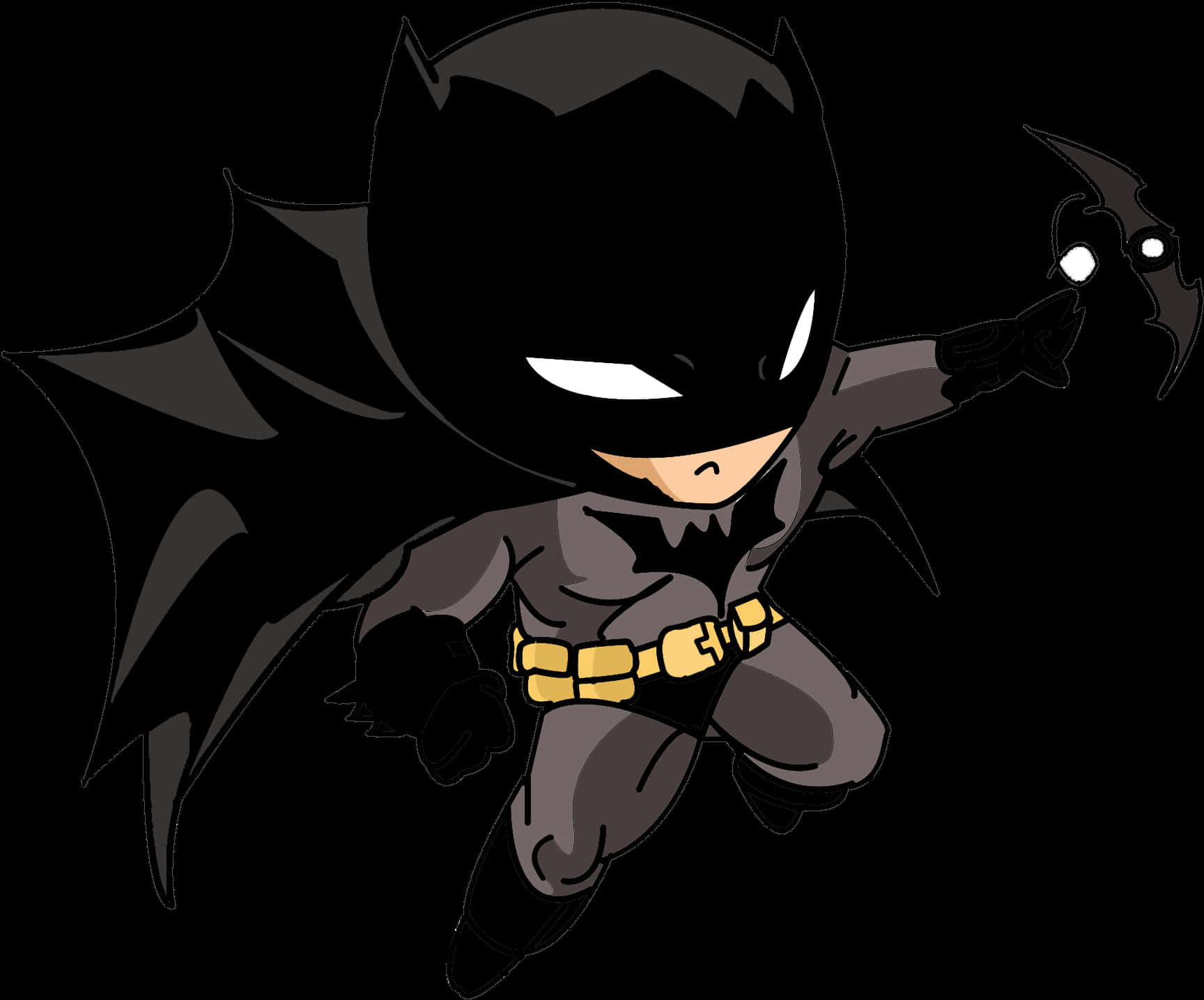 Chibi Batman Action Pose PNG