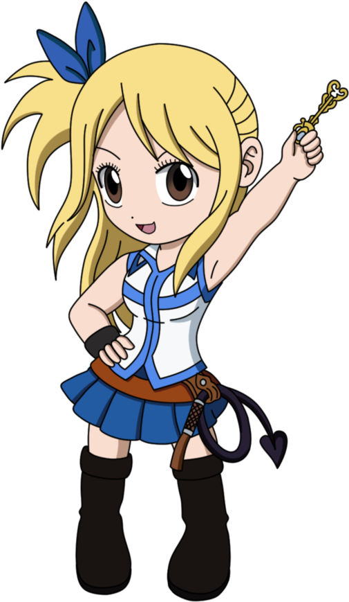 Chibi Blonde Anime Girl With Key PNG