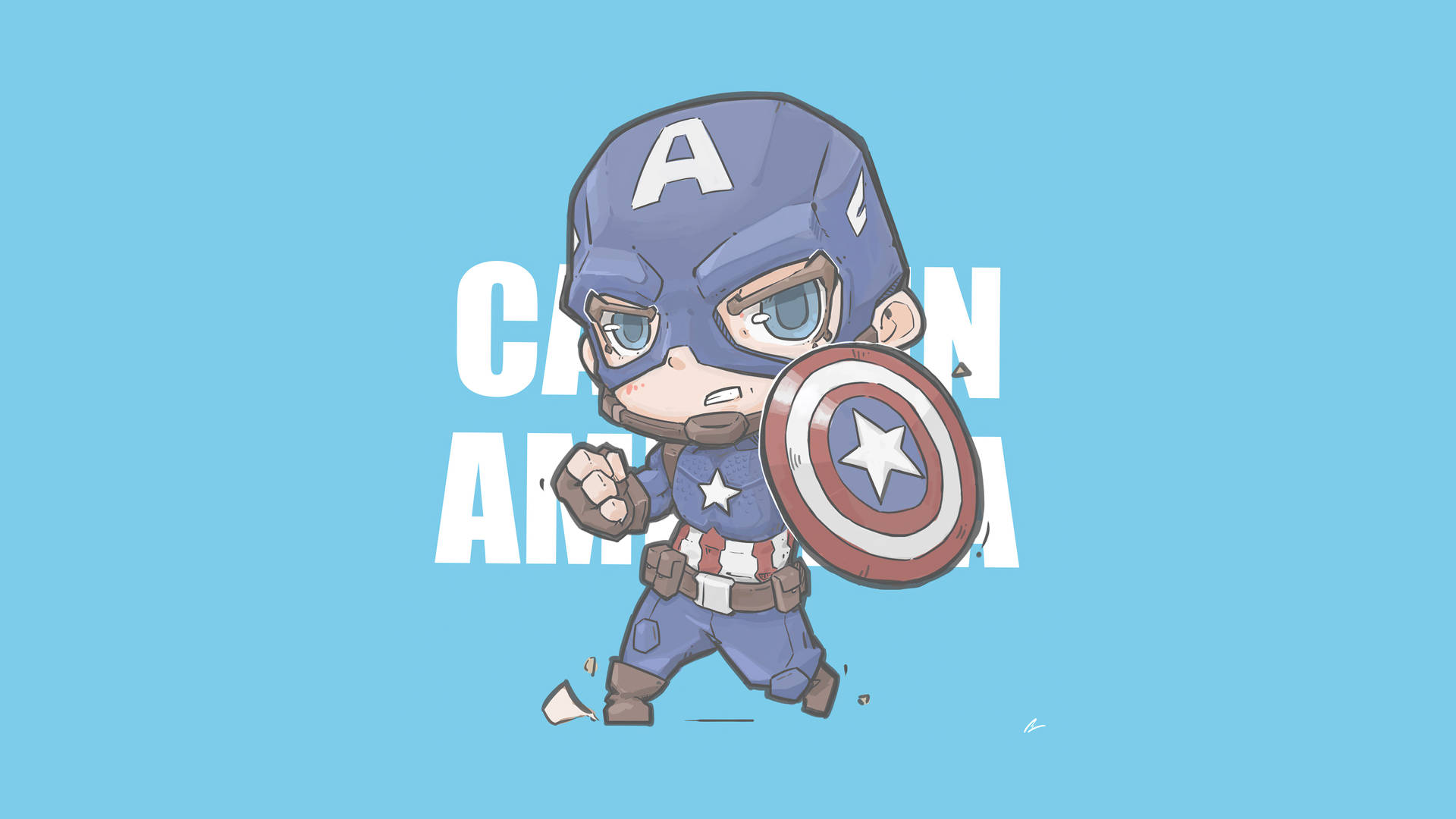 Chibi Captain America Digital Art Wallpaper